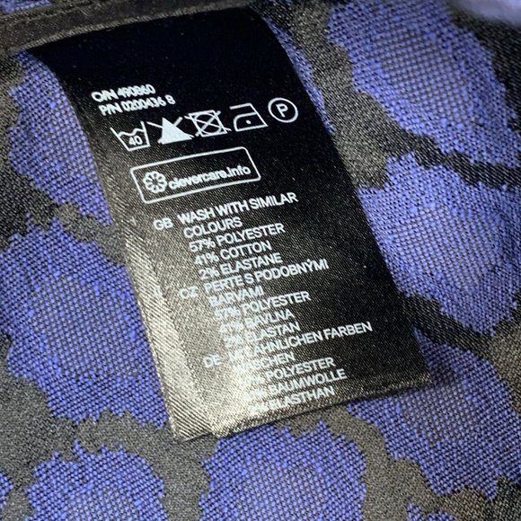 H&M Mid Rise Pants Animal Print Blue Black Zipper Closure size 6 - Picture 4 of 15